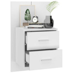 Berkfield Wall-Mounted Bedside Cabinet High Gloss White - thumbnail 4