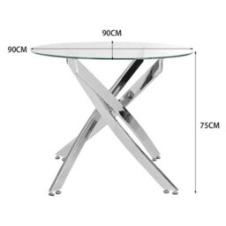 Darphe Modern Round Glass Coffee Table With Legs For Living Room Or Dining Area, 90W X 90Cm D X 75Cm H - thumbnail 4