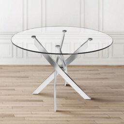 Darphe Modern Round Glass Coffee Table With Legs For Living Room Or Dining Area, 90W X 90Cm D X 75Cm H - thumbnail 2