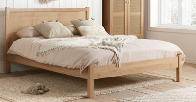 Save On Goods UK 5Ft King Size Oak Colour Finish Rattan Wood Wooden Bed Frame,bedstead - image 1