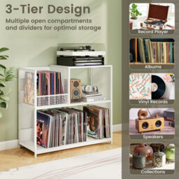 Gainoom 3-Tier Record Player Stand W/vinyl Storage Vinyl Display Rack W/ 3 Removable Dividers - thumbnail 9