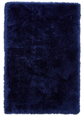 Dark Navy Plain Shaggy Rug, Handmade Anti-Shed Rug, 8Cm Thick Modern Shaggy Rug For Bedroom, & Diningroom-150Cm X 230Cm