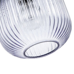 Happy Homewares Modern Designer Soft Lilac Line Ribbed Glass Round Pendant Lamp Shade - thumbnail 5