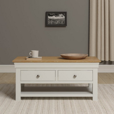 Seconique Bordeaux 2 Drawer Coffee Table Ivory Oak Fully Assembled - image 1