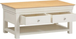 Seconique Bordeaux 2 Drawer Coffee Table Ivory Oak Fully Assembled - thumbnail 4