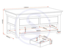 Seconique Bordeaux 2 Drawer Coffee Table Ivory Oak Fully Assembled - thumbnail 7