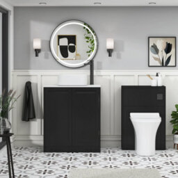 Royal Bathrooms Royal Bathroom Elmore 700mm Matt Nocturne Black Freestanding Bathroom Vanity Unit 2 Door Plain White Worktop With Elena Basin - thumbnail 5