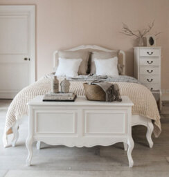 Statement Furniture Juliette French Style 4Ft6 Double Bed With Upholstered Headboard - White