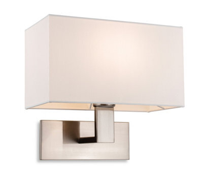 Luminosa Lighting Luminosa Raffles Single Wall Brushed Steel With Rectangle Cream Shade