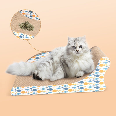 Nobleza Cat Scratcher, Reversible Use Cat Scratching Board, Curved Cat Scratch Lounge Bed Sofa With Catnip - image 1
