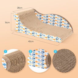 Nobleza Cat Scratcher, Reversible Use Cat Scratching Board, Curved Cat Scratch Lounge Bed Sofa With Catnip - thumbnail 2