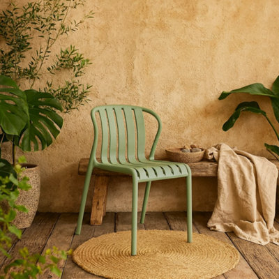 Wyld Haus Ollioules Sage Green Slatted Outdoor Dining Chair With Armrest - image 1