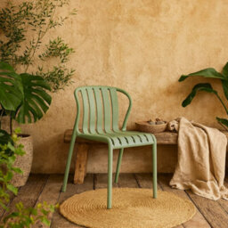 Wyld Haus Ollioules Sage Green Slatted Outdoor Dining Chair With Armrest - thumbnail 1