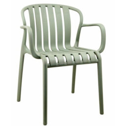 Wyld Haus Ollioules Sage Green Slatted Outdoor Dining Chair With Armrest - thumbnail 2