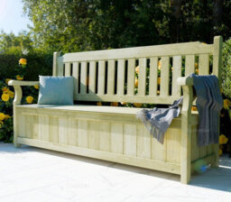Pressure Treated Wooden Garden Storage Bench - 3 Seater 5Ft Wide (1640mm) - thumbnail 1