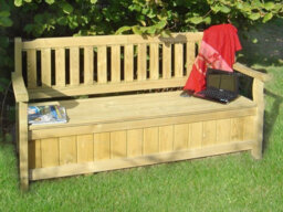 Pressure Treated Wooden Garden Storage Bench - 3 Seater 5Ft Wide (1640mm) - thumbnail 2