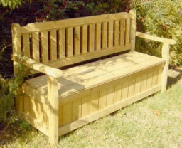 Pressure Treated Wooden Garden Storage Bench - 3 Seater 5Ft Wide (1640mm) - thumbnail 3