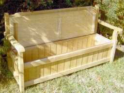 Pressure Treated Wooden Garden Storage Bench - 3 Seater 5Ft Wide (1640mm) - thumbnail 4