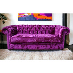 Chesterfield 3 Seater Sofa Settee Lustro Glamour Pink Velvet In Classic Style - thumbnail 2