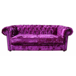 Chesterfield 3 Seater Sofa Settee Lustro Glamour Pink Velvet In Classic Style - thumbnail 1
