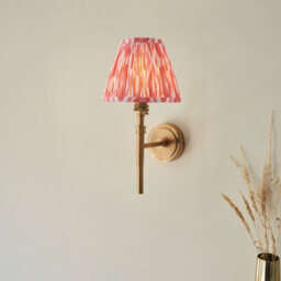 Loops Elegant Dimmable Wall Light With Coral Pink Fabric Shade And Aged Brass Finish - thumbnail 2