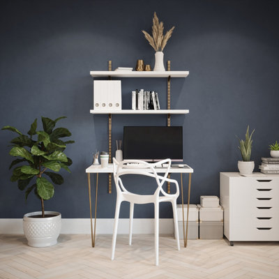 Rothley Antique Brass Desk & Twin Slot Shelving Kit - image 1