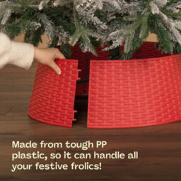 Christmas Village Red Faux Rattan Christmas Tree Skirt With 65Cm Base Diameter Snap Together Design Fits Stands Up To 63Cm - thumbnail 6