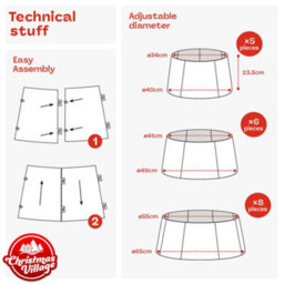 Christmas Village Red Faux Rattan Christmas Tree Skirt With 65Cm Base Diameter Snap Together Design Fits Stands Up To 63Cm - thumbnail 9