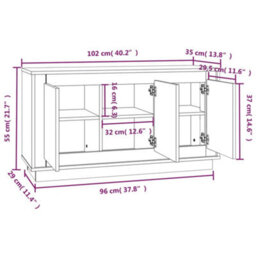 Berkfield Sideboard Smoked Oak 102X35X55 Cm Engineered Wood - thumbnail 9