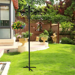 Bird Feeder Pole Stand Feeding Station Hanging 2 Hook Freestanding Outdoor 193Cm - thumbnail 3