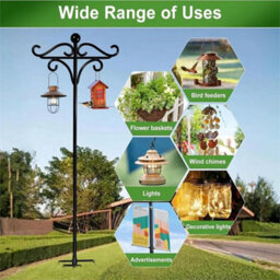 Bird Feeder Pole Stand Feeding Station Hanging 2 Hook Freestanding Outdoor 193Cm - thumbnail 5