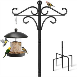 Bird Feeder Pole Stand Feeding Station Hanging 2 Hook Freestanding Outdoor 193Cm - thumbnail 6