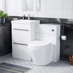 Nes Home 1000mm Floor Standing Vanity 2 Drawer Gloss White With Btw Rimless Toilet - thumbnail 4