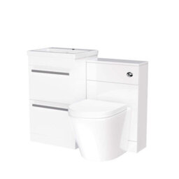 Nes Home 1000mm Floor Standing Vanity 2 Drawer Gloss White With Btw Rimless Toilet - thumbnail 5