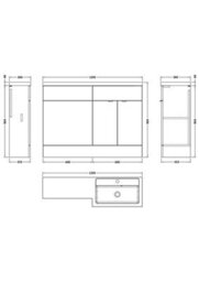 Hudson Reed Fusion Floor Standing Right Hand Combination Vanity Unit With Basin, Bathroom Storage Unit, Bleached Oak, 1200mm - thumbnail 4
