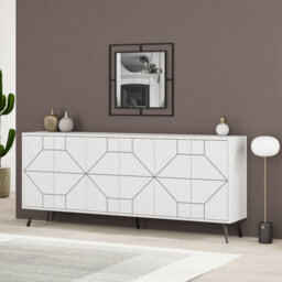 Decortie Dune White Geometric 6 Door Sideboard With Metal Legs (W) 181Cm - thumbnail 5