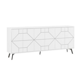 Decortie Dune White Geometric 6 Door Sideboard With Metal Legs (W) 181Cm - thumbnail 2