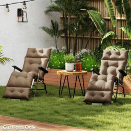 Outsunny Garden Lounge Chair Cushions Set Of 2, 220Gsm Fabric, Khaki - thumbnail 8