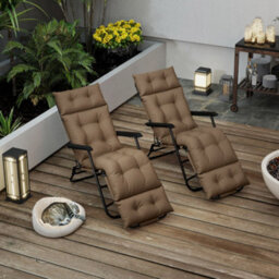 Outsunny Garden Lounge Chair Cushions Set Of 2, 220Gsm Fabric, Khaki - thumbnail 9