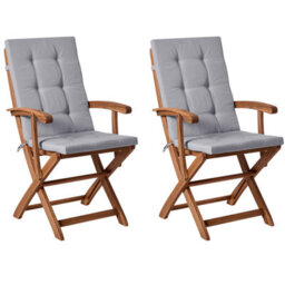 Beliani Set Of 2 Garden Chairs With Cushions Maui Premium Acacia Wood Light Grey - thumbnail 1