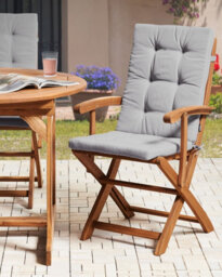 Beliani Set Of 2 Garden Chairs With Cushions Maui Premium Acacia Wood Light Grey - thumbnail 2