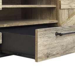 Beliani Barn-Style Tv Stand 43Cm Light Brown And Black Particle Board With Cabinet And Drawer - thumbnail 8