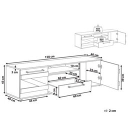 Beliani Barn-Style Tv Stand 43Cm Light Brown And Black Particle Board With Cabinet And Drawer - thumbnail 4