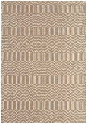 Modern Rug, Handmade Wool Rug For Bedroom, & Livingroom, Geometric Rug, 4mm Thickness Taupe Geometric Rug-66Cm X 200Cm (Runner)