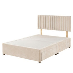 Aspire Grant Divan, Linen Fabric, Strutted Headboard, No Drawers, Cream, Small Double - thumbnail 4