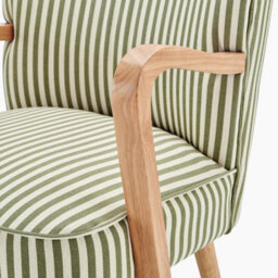 Furniturebox Uk Sylvie Accent Chair Green And Cream Stripe Oak Effect Legs - thumbnail 6