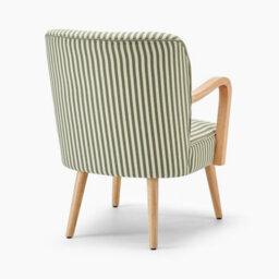 Furniturebox Uk Sylvie Accent Chair Green And Cream Stripe Oak Effect Legs - thumbnail 5