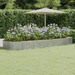 Berkfield Durable Garden Planter Powder-Coated Steel 373X140X36 Cm Silver - thumbnail 2