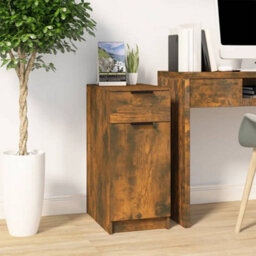 Berkfield Desk Cabinet Smoked Oak 33.5X50X75 Cm Engineered Wood - thumbnail 1