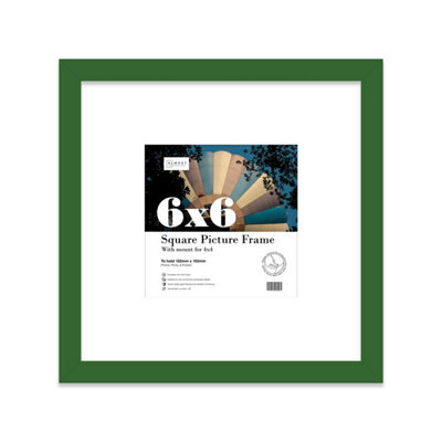 "6X6"" Green Picture Frame - 6X6"" Square Frame With 4X4"" Mount For 6X6""/4X4"" Pictures Moderrn Style Thin Edge, 1 Pack" - image 1